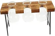 HANABASS 1Set Glass Planter with Wooden Rack Novel Hydroponic Vase for Plant Propagation Station Test Tube for Home and Office Decoration