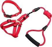 Generic 3-Piece Pet Harness Leash Set Red 12mm*120cm Adjustable Dog Harness for Small to Medium Dogs Comfort Handle