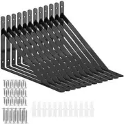 12 Pack Heavy Duty Metal Shelf Brackets Floating Shelf L-Shaped Support, 12x8 In