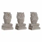 Decorative Figure Dkd Home Decor White Owl Stripped 11 x 11 x 20 Cm 3 Units