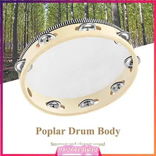 Tambourine 8/10" Single Row Jingle Tambourine Wooden Tambour