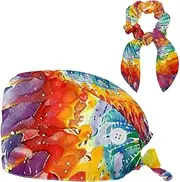[YTYVAGT] Scrub Caps Women,Scrub Hats Suitable for Women,Colorful Tiedye Swirl Rainbow