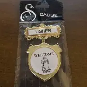 USHER BADGE WITH PRAYING HANDS MAGNETIC BACK