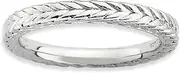 [JewelryWeb] 2.5mm 925 Sterling Silver Polished Patterned Stackable Rhodium Plated Domed Ring Size 5-Stackable-Ring for Women