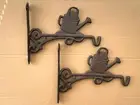 A Pair of Cast Iron Watering Pot Garden Plant Lamp Pot Hook Hanger Rustic Brown