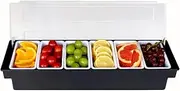 Food & Condiment Dispenser Ice Cooled Condiment Caddy,Cocktailor Condiment Tray Bar Accessories,Removeable Chilled Garnish Stations for Bar Home Restaurant (6 Chilled Garnish Stations)