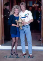 Stefan Edberg of Sweden poses with his girlfriend Annette Olsen a - Old Photo