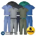 5 x Unisex Scrubs Mens Ladies Nurse Doctor Vet Hospital Uniform Pant Top Set
