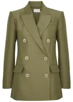Zimmermann Tranquility Double-breasted Wool-blend Blazer - Olive - 2 (UK 12 / M) 2 (UK 12 / M)