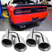 For Dodge Challenger 2.5" Dual Exhaust 4" Quad Tips Double Wall Stainless Steel