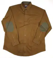 New Woolrich Prima Chamois Cloth Flannel Shirt Elbow Patches Brown Men's XL