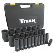 Titan 42406 26-Piece 1/2-Inch Drive Metric Deep Impact Socket Set