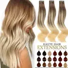 Super Blue Glue Tape In Real 100% Human Hair Extensions Balayage/Highlight Weft