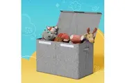 Keezi Large Toy Box Chest Storage with Flip-Top Lid Foldable Organizer Bins Grey
