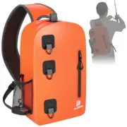 Waterproof Fishing Backpack, 12L Fishing Sling Bag, Fishing Tackle Bag Orange