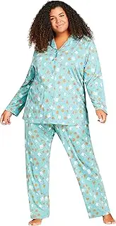 [Avenue] Women's Plus Size Top - Button Through Sleep, Cookie PRT, One Size Plus