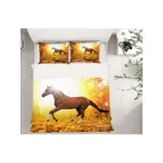 3D Sunshine Leaves Horse 46 Bed Pillowcases Quilt King Size