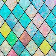 Colorful Stained Glass Window Film, Rainbow Door Privacy Films Static Cling Window Tint Decorative Sun Catcher Decal Heat Anti UV for Home and Office,17.5x78.7 in.