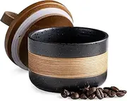 Miamolo Small Ceramic Jar with Lid, Coffee Container Kitchen Food Storage Jars for Spice Sugar Tea Bag Matcha Container Airtight, Stacairtightkable Decorative Jars for Countertop, Black & 5oz
