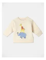 [Sprout] Safari Embroidered Sweat Top in Cream