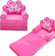 Kids Foldable Sofa Bed, Princess Chair for Toddlers 1-3