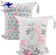 BABY 2Pcs Cloth Diaper Wet Dry Bags Waterproof Reusable with Two Zippered Pocket