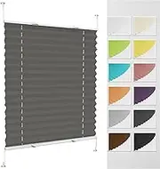 Temporary Pleated Blinds for Windows 105 x 150 cm (W x H) Easy Install, No Tools Needed Quick Fix Folding Blind for Windows and Doors Non Woven Light Grey Pleated Blinds for Window Door