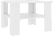 vidaxl White Engineered Wood Coffee Table 60x60 cm - Modern Square Accent Table with Storage Shelf for Living Room or Office