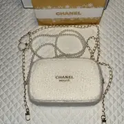 Chanel Beauty White Tweed Makeup Bag Holiday Gift Set 2024 Pouch Pearl Strap New