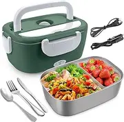 AsFrost Electric Lunch Box Food Heater Upgraded Leakproof Heated Lunch Box Faster 12V 24V 110V Portable Food Warmer for Car Truck Home Work Adult 1.5L