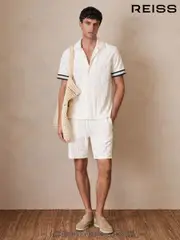 Reiss White Salina Reiss | Ché Towelling Monogram Shorts (F70338) | $195
