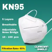10-100 KN95 N95 Mask Disposable Particulate Respirator Face Masks 5 Layers