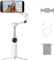 Flow 2 Pro White - Foldable AI Phone Gimbal, Track in 200+ Apps with Apple Dock