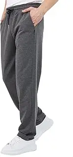 Mens Sweatpants Loose Fit Open Bottom Athletic Lounge Pants Elastic Waist Drawstring Fleece Sport Pants with Pockets