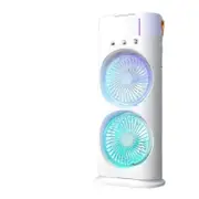 Air Misting Fan Portable USB Powered Rechargeable Summer Cool Fan Evaporative 180 rotation 90 oscillation 3 Spray Air Cooler Outdoor Camping Blow Air