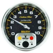 Autometer Carbon Fiber Tachometer In Dash With Memory Recall - 10,000 RPM, AU4894