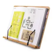 Adjustable Wooden Book Holder Stand w/ Paper Clips Cookbook Reading Desk Holder