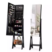 Jewellery Cabinet Storage Organiser Box with mirror- Black