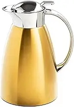 TableCraft 12678 50 oz (1.5 L) Stainless Steel Coffee Carafe, Brushed Stainless Steel with Gold PVD Finish, Vacuum Insulated, Lightweight Leak Proof Coffee Dispenser, for Cafes & Restaurants
