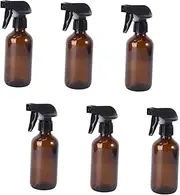 FRCOLOR 6Pcs Refillable Brown Glass Spray Bottles for Cleaning Aromatherapy Plant Care Durable Storage Containers with Easy Press Trigger Sprayer