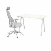 TROTTEN / MATCHSPEL desk and chair, white/light grey