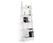Giantex 5-tier Ladder Bookshelf Bookcase Wall-Leaning Storage Display Shelf Home Office Flower Stand Rack White