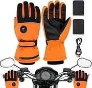 Electric Heated Gloves,Winter Warm Heating Gloves - Reflective Waterproof Windproof Touch Screen Rechargeable Heated Running Gloves for Climbing Motorcycling Riding