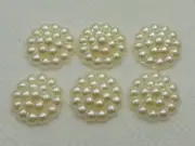 200 Ivory Acrylic Flatback Dotted Flower Pearl Cabochons 13mm Bow Center