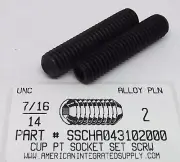 7/16-14x2" Hex Socket Set Screws Cup Point Alloy Steel (3)