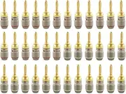 Nakamichi FanLock Excel Series 24k Gold Plated Banana Plug 10 AWG - 18 AWG Gauge Size 4mm for Speakers Amplifier Hi-Fi Stereo Home Theatre Radio Audio Wire Cable Quick Connector, 36 Pcs (18-Pairs)