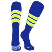 Striped OTC Baseball, Softball, Football Socks (C) Royal, White, Neon Yellow
