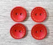 wood colors sewing crafts boho buttons 2 holes red stitches 3/4 inch 20mm set