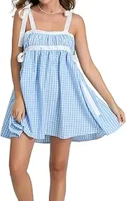 [SOLILOQUY] Women Halloween Cosplay Dress Short Sleeve Square Neck Lace Patchwork Plaid Mini Dress Fairy Corset A-line Dress