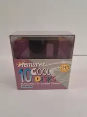 Memorex Cool Disks 3.5" PC-Formatted Computer Diskettes 10 pack w File Box New